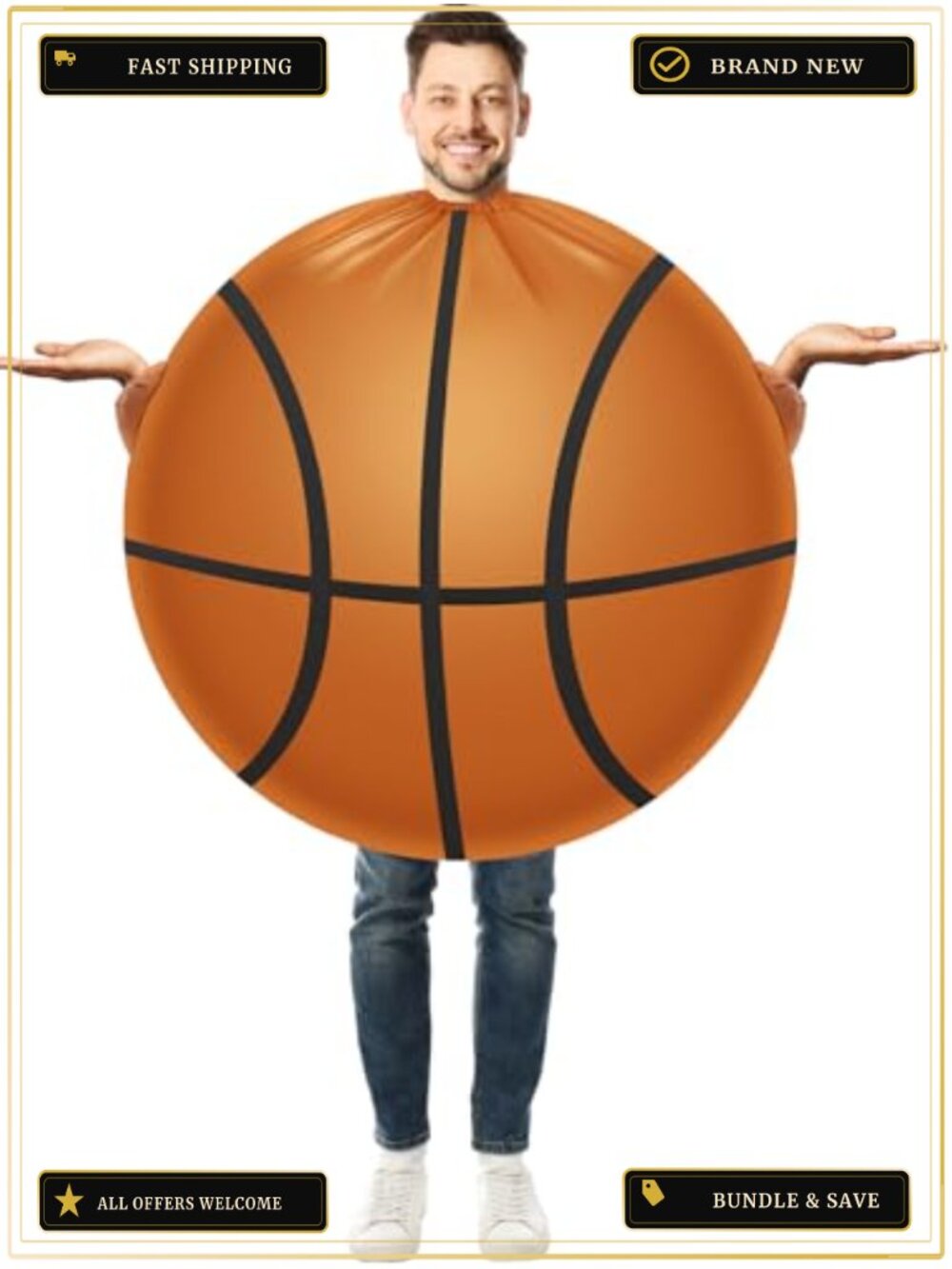 Adult Inflatable Basketball Costume Polyester Jumpsuit for Halloween Cosplay